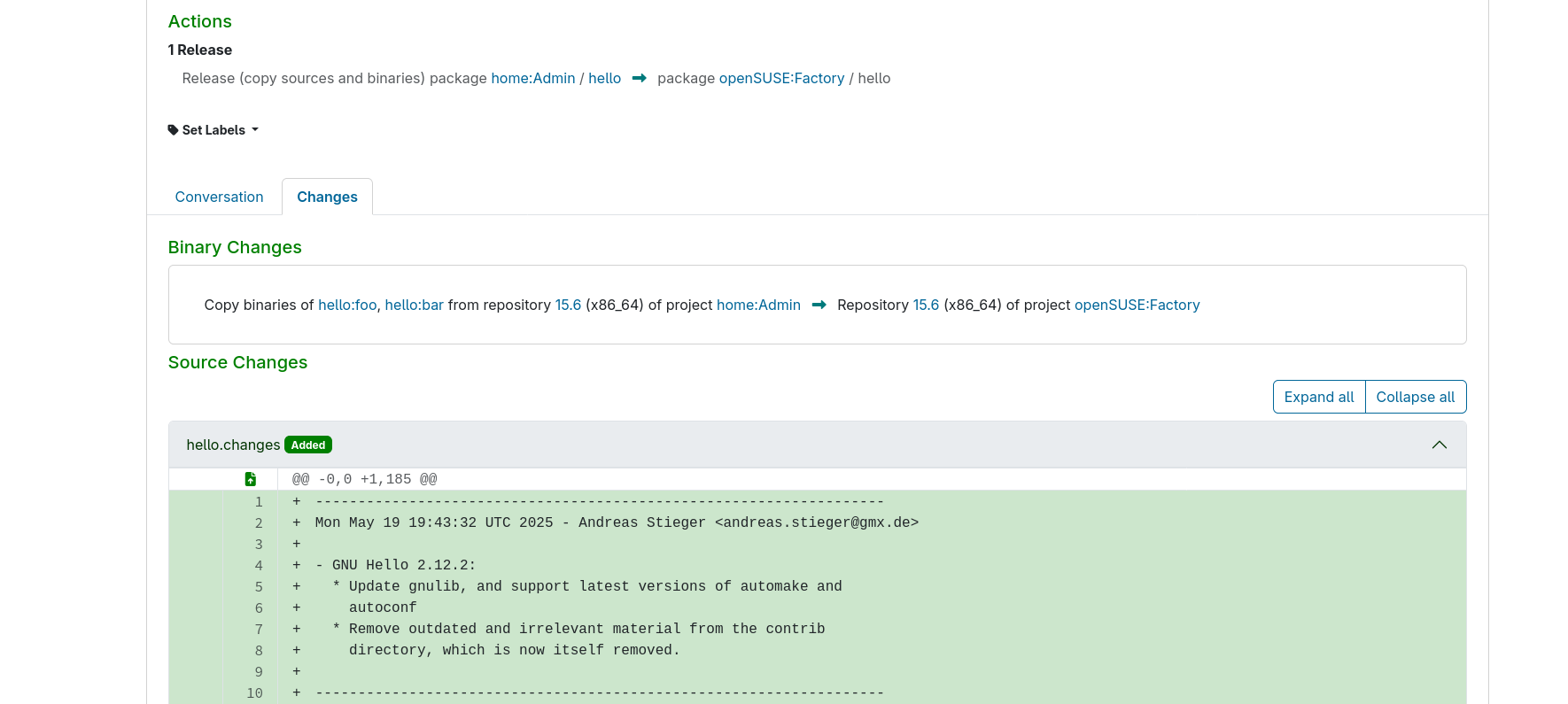 Meaningful content for Release Actions