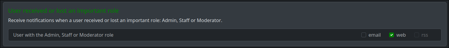 Role changes notifications