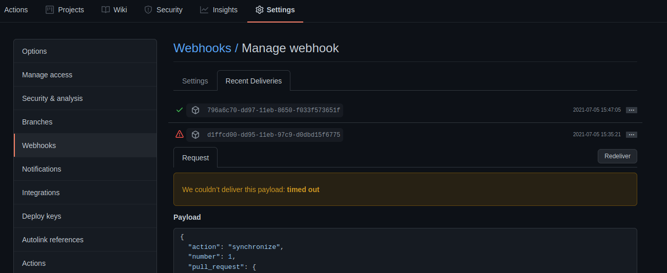Webhook errors