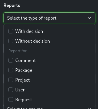 Reports notifications filter